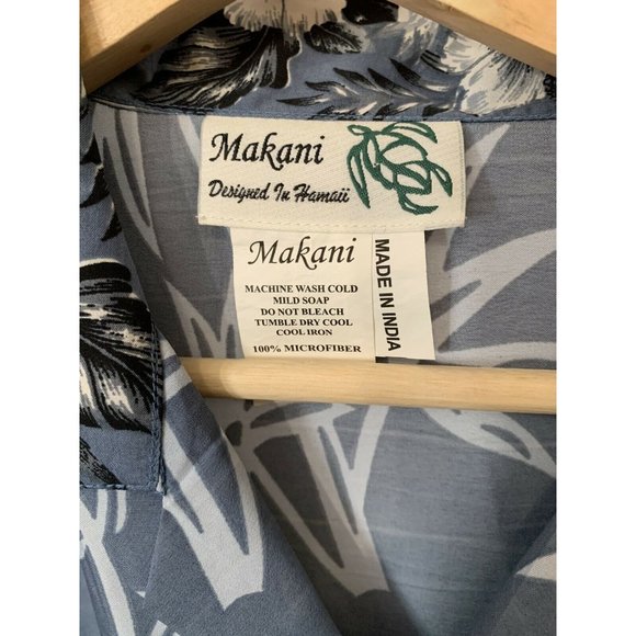 Makani Designed In Hawaii Men’s Sz L Button Front Shirt‎ Blue - Picture 2 of 7